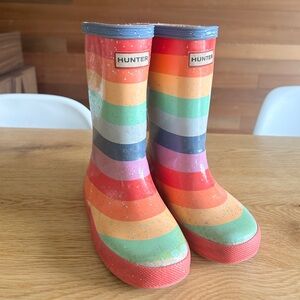 Kids Hunter Rainbow Striped Rain Boots